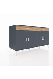 Kronos Konsol 4 Raflı 2 Çekmeceli 4 Kapaklı 176x59x99 Antrasit-Antrasit/Çam