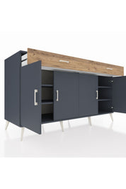 Kronos Konsol 4 Raflı 2 Çekmeceli 4 Kapaklı 176x59x99 Antrasit-Antrasit/Çam