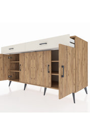 Kronos Konsol 4 Raflı 2 Çekmeceli 4 Kapaklı 176x59x99 Çam-Çam/Aytaşı