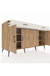 Kronos Konsol 4 Raflı 2 Çekmeceli 4 Kapaklı 176x59x99 Çam-Çam/Aytaşı