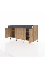 Kronos Konsol 4 Raflı 2 Çekmeceli 4 Kapaklı 176x59x99 Çam-Çam/Antrasit