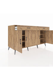 Kronos Konsol 4 Raflı 2 Çekmeceli 4 Kapaklı 176x59x99 Çam-Çam