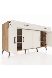 Kronos Konsol 4 Raflı 2 Çekmeceli 4 Kapaklı 176x59x99 Çam-Aytaşı