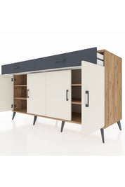 Kronos Konsol 4 Raflı 2 Çekmeceli 4 Kapaklı 176x59x99 Çam-Aytaşı/Antrasit