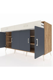 Kronos Konsol 4 Raflı 2 Çekmeceli 4 Kapaklı 176x59x99 Çam-Antrasit/Aytaşı