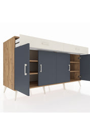 Kronos Konsol 4 Raflı 2 Çekmeceli 4 Kapaklı 176x59x99 Çam-Antrasit/Aytaşı