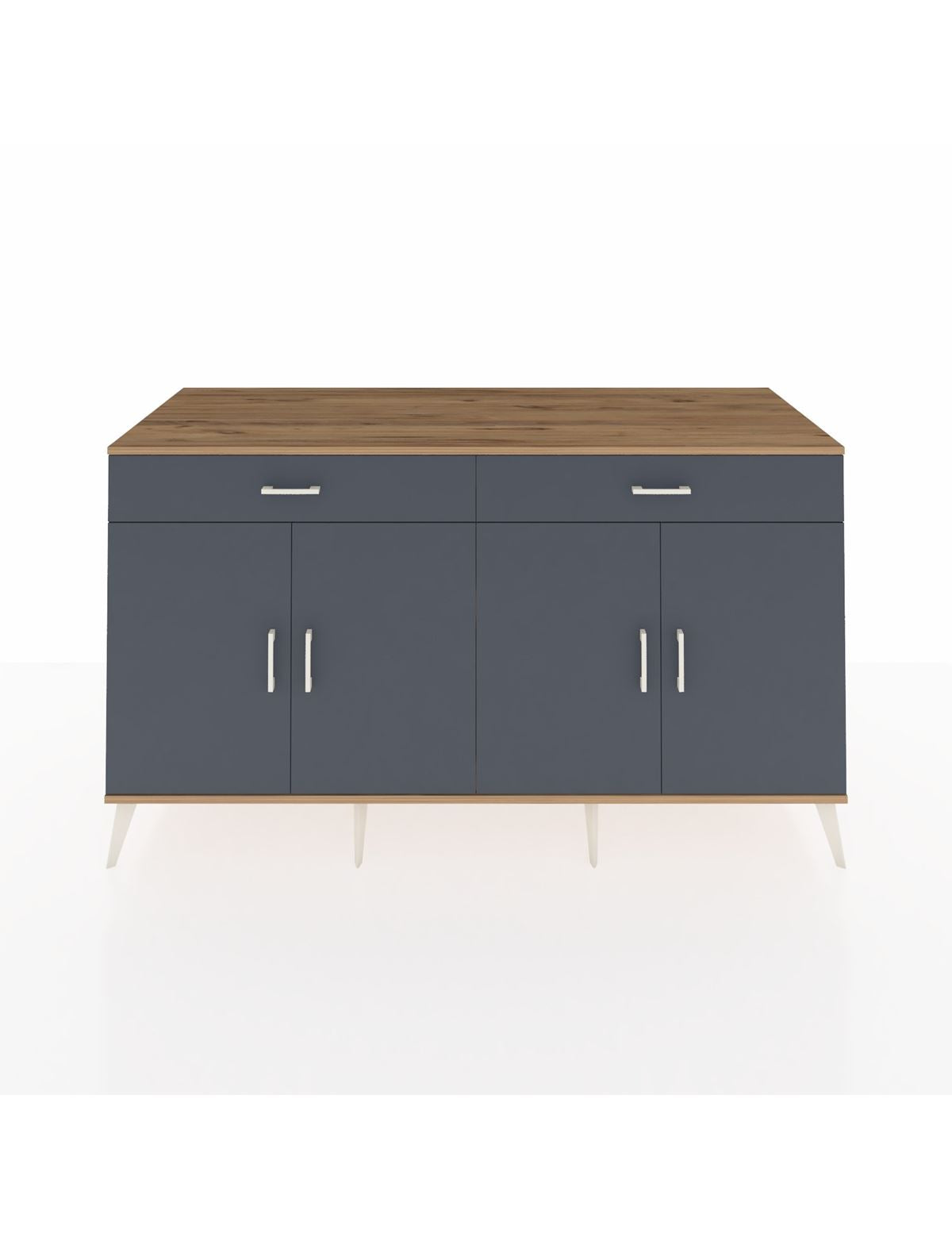 Kronos Konsol 4 Raflı 2 Çekmeceli 4 Kapaklı 176x59x99 Çam-Antrasit