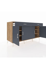 Kronos Konsol 4 Raflı 2 Çekmeceli 4 Kapaklı 176x59x99 Çam-Antrasit