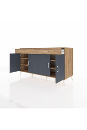 Kronos Konsol 4 Raflı 2 Çekmeceli 4 Kapaklı 176x59x99 Çam-Antrasit/Çam