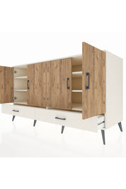 Kronos Konsol 6 Raflı 2 Çekmeceli 4 Kapaklı 176x59x99 Aytaşı-Çam/Aytaşı