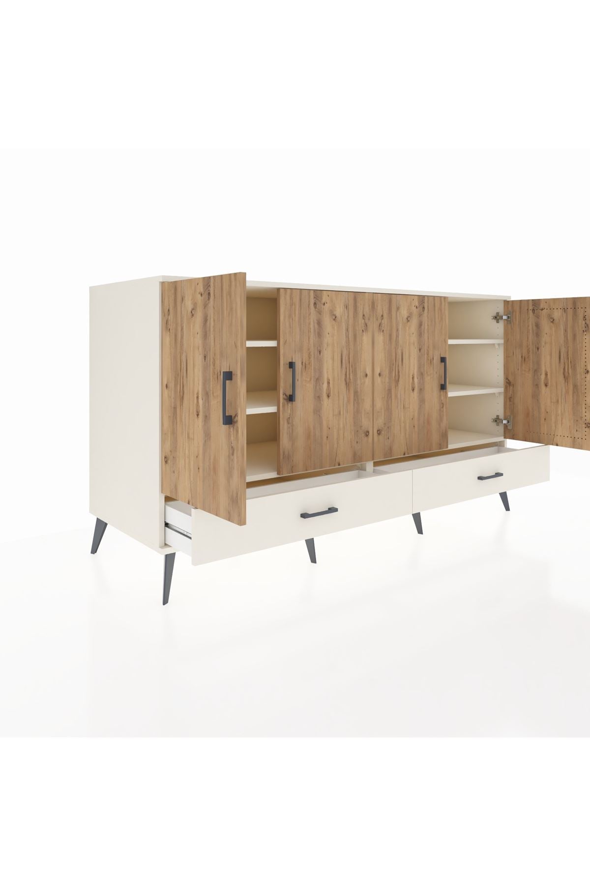 Kronos Konsol 6 Raflı 2 Çekmeceli 4 Kapaklı 176x59x99 Aytaşı-Çam/Aytaşı