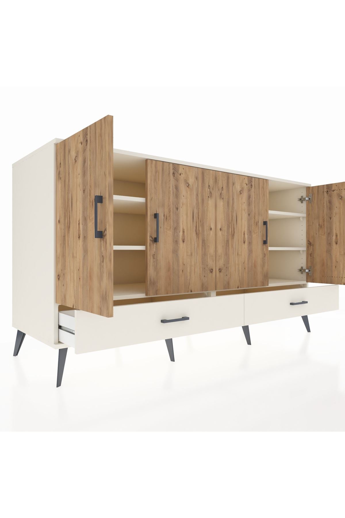 Kronos Konsol 6 Raflı 2 Çekmeceli 4 Kapaklı 176x59x99 Aytaşı-Çam/Aytaşı