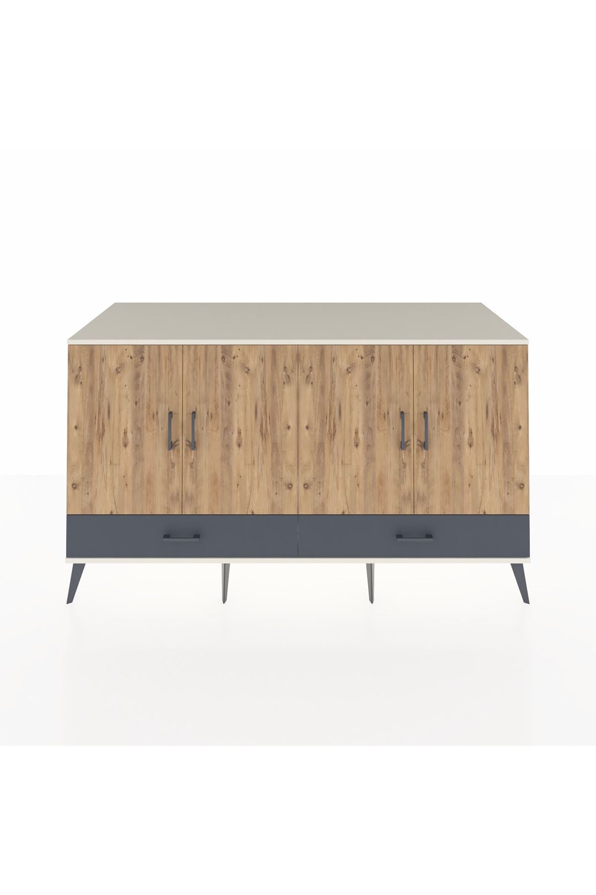 Kronos Konsol 6 Raflı 2 Çekmeceli 4 Kapaklı 176x59x99 Aytaşı-Çam/Antrasit