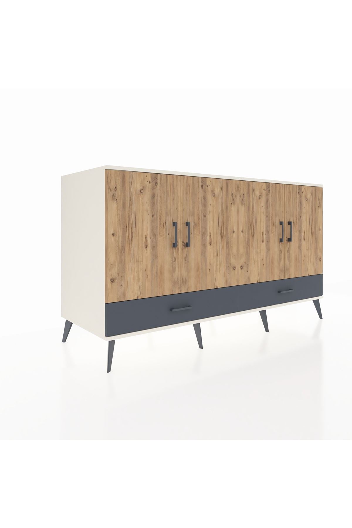 Kronos Konsol 6 Raflı 2 Çekmeceli 4 Kapaklı 176x59x99 Aytaşı-Çam/Antrasit