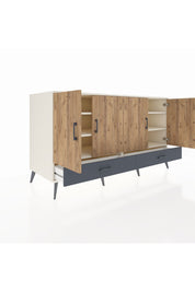 Kronos Konsol 6 Raflı 2 Çekmeceli 4 Kapaklı 176x59x99 Aytaşı-Çam/Antrasit