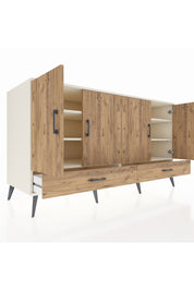 Kronos Konsol 6 Raflı 2 Çekmeceli 4 Kapaklı 176x59x99 Aytaşı-Çam