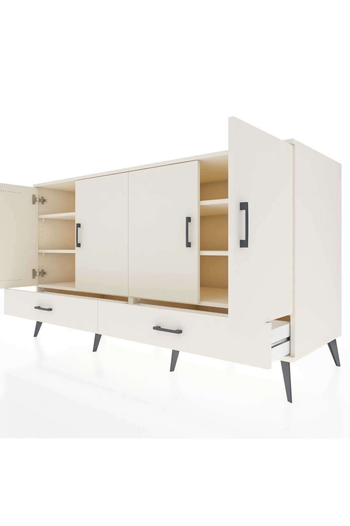 Kronos Konsol 6 Raflı 2 Çekmeceli 4 Kapaklı 176x59x99 Aytaşı-Aytaşı