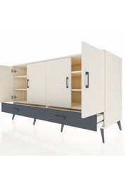 Kronos Konsol 6 Raflı 2 Çekmeceli 4 Kapaklı 176x59x99 Aytaşı-Aytaşı/Antrasit