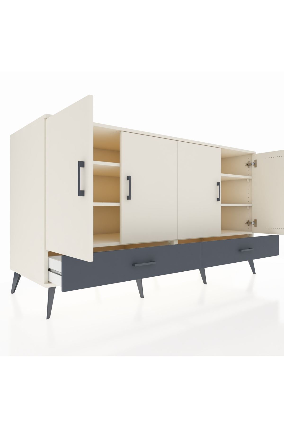 Kronos Konsol 6 Raflı 2 Çekmeceli 4 Kapaklı 176x59x99 Aytaşı-Aytaşı/Antrasit