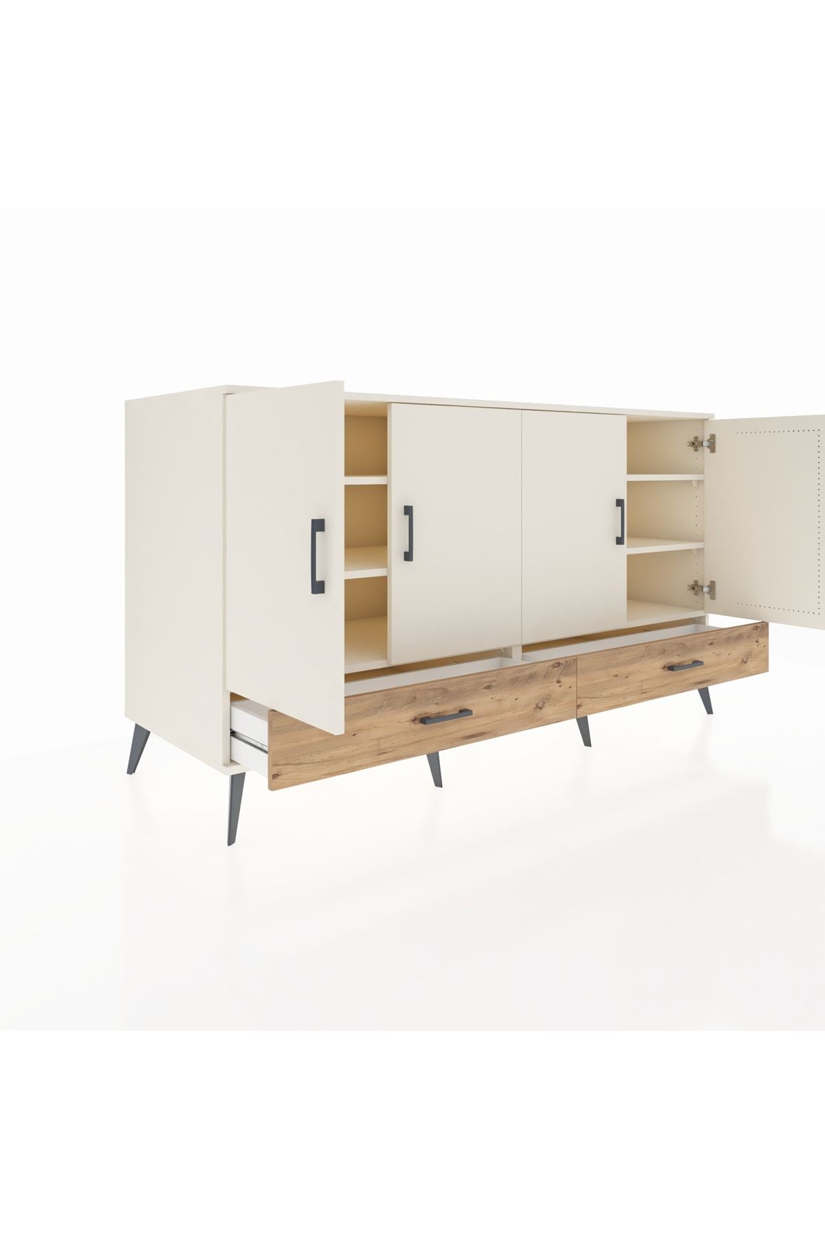 Kronos Konsol 6 Raflı 2 Çekmeceli 4 Kapaklı 176x59x99 Aytaşı-Aytaşı/Çam