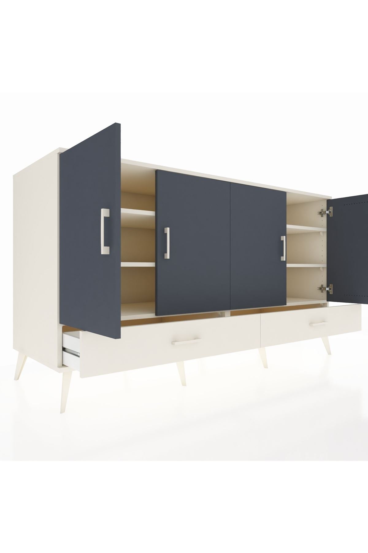 Kronos Konsol 6 Raflı 2 Çekmeceli 4 Kapaklı 176x59x99 Aytaşı-Antrasit/Aytaşı