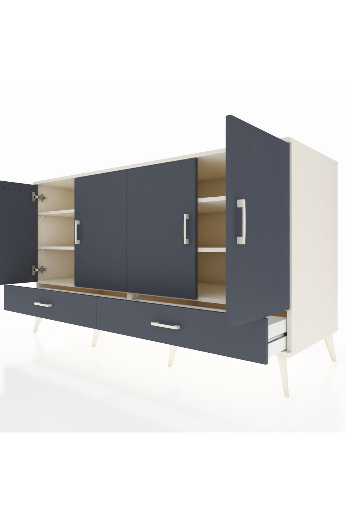 Kronos Konsol 6 Raflı 2 Çekmeceli 4 Kapaklı 176x59x99 Aytaşı-Antrasit