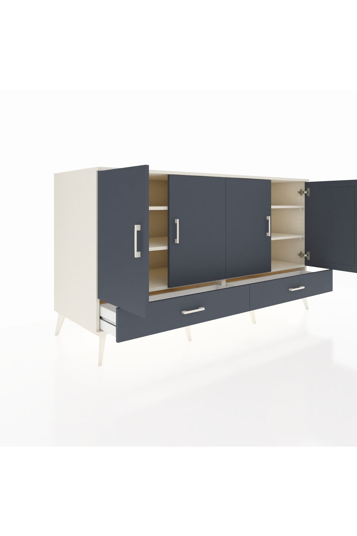 Kronos Konsol 6 Raflı 2 Çekmeceli 4 Kapaklı 176x59x99 Aytaşı-Antrasit