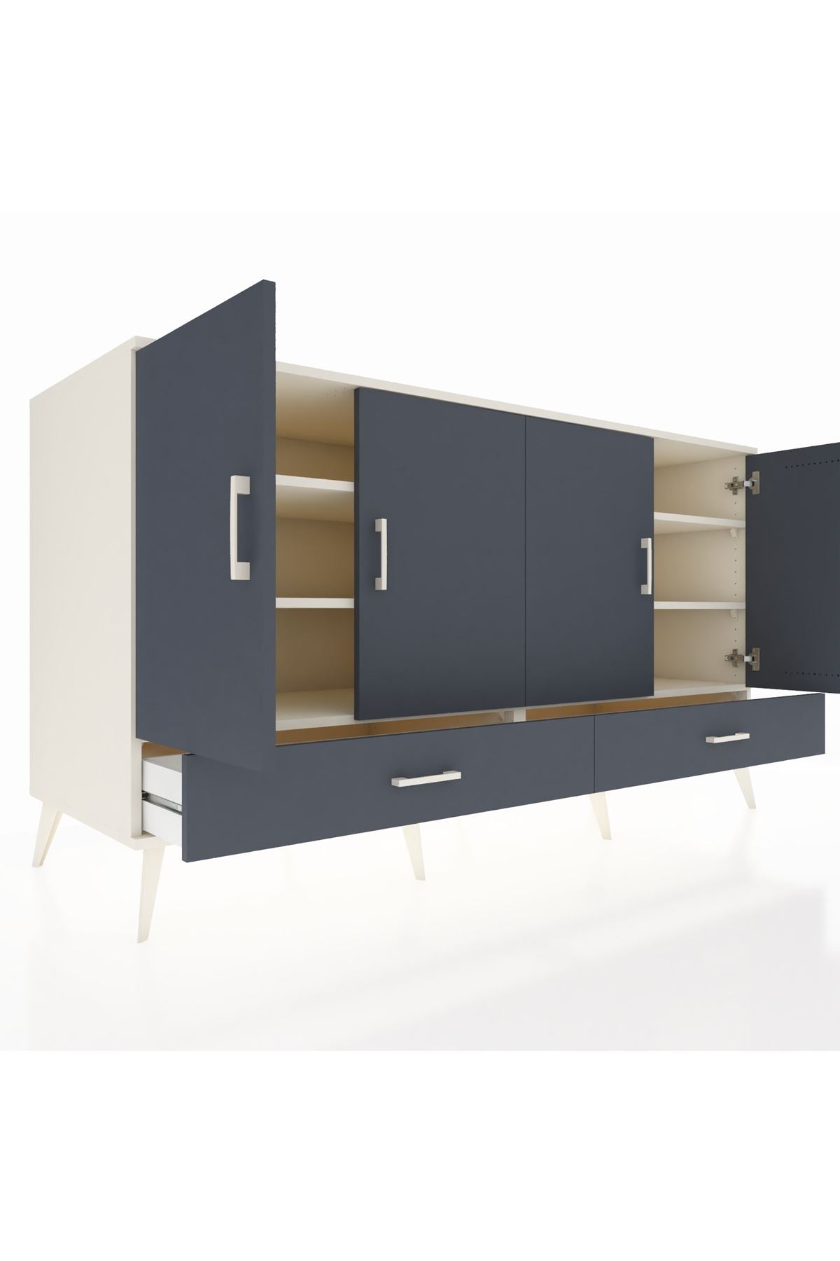 Kronos Konsol 6 Raflı 2 Çekmeceli 4 Kapaklı 176x59x99 Aytaşı-Antrasit