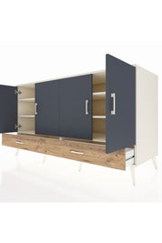 Kronos Konsol 6 Raflı 2 Çekmeceli 4 Kapaklı 176x59x99 Aytaşı-Antrasit/Çam