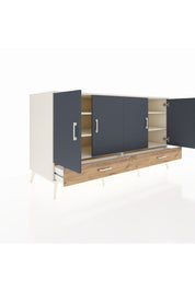 Kronos Konsol 6 Raflı 2 Çekmeceli 4 Kapaklı 176x59x99 Aytaşı-Antrasit/Çam