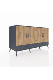 Kronos Konsol 6 Raflı 2 Çekmeceli 4 Kapaklı 176x59x99 Antrasit-Çam/Antrasit