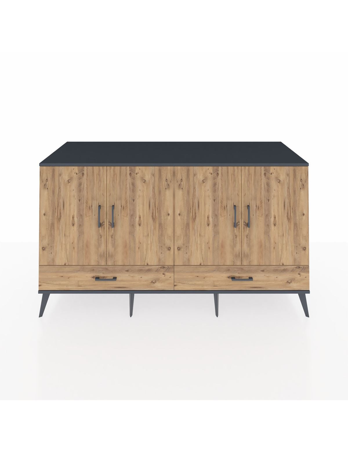 Kronos Konsol 6 Raflı 2 Çekmeceli 4 Kapaklı 176x59x99 Antrasit-Çam