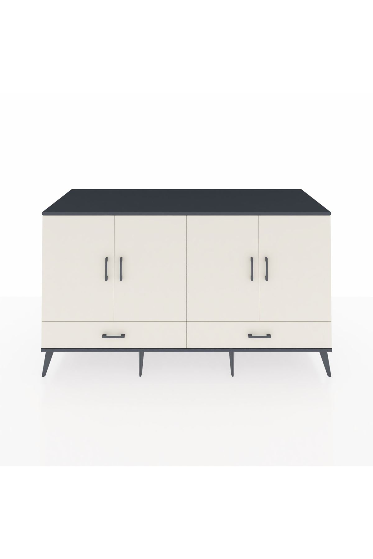 Kronos Konsol 6 Raflı 2 Çekmeceli 4 Kapaklı 176x59x99 Antrasit-Aytaşı