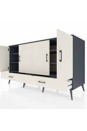 Kronos Konsol 6 Raflı 2 Çekmeceli 4 Kapaklı 176x59x99 Antrasit-Aytaşı