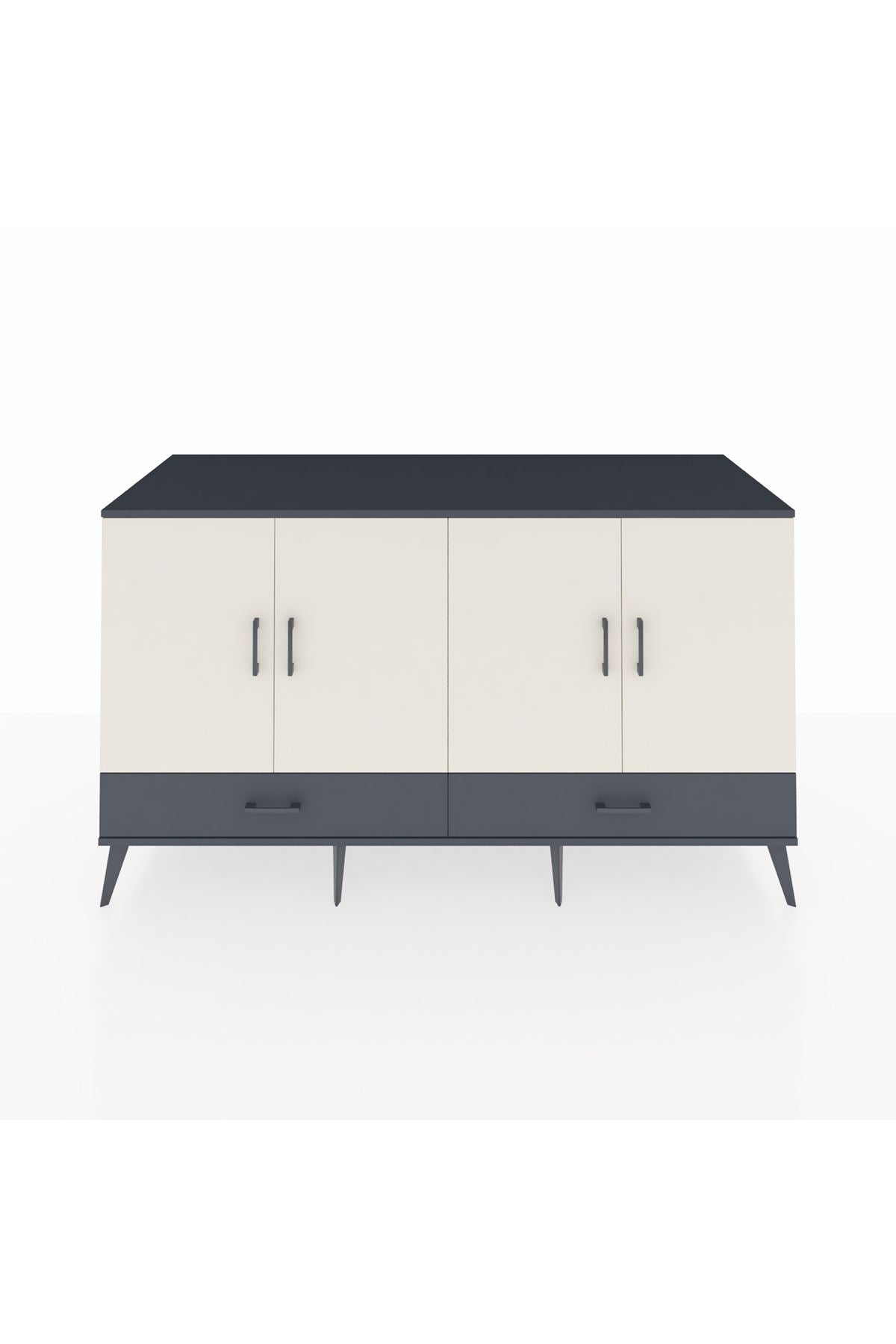 Kronos Konsol 6 Raflı 2 Çekmeceli 4 Kapaklı 176x59x99 Antrasit-Aytaşı/Antrasit