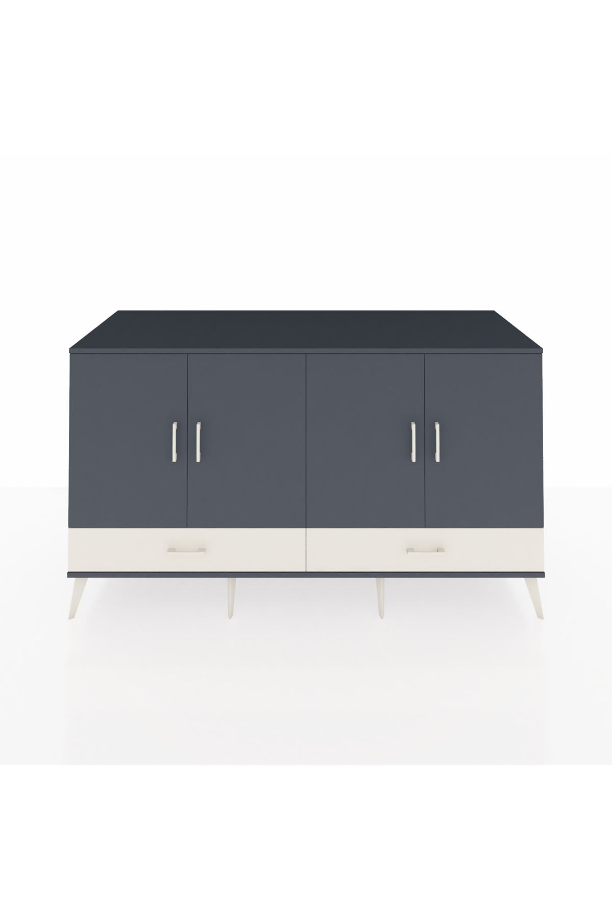 Kronos Konsol 6 Raflı 2 Çekmeceli 4 Kapaklı 176x59x99 Antrasit-Antrasit/Aytaşı