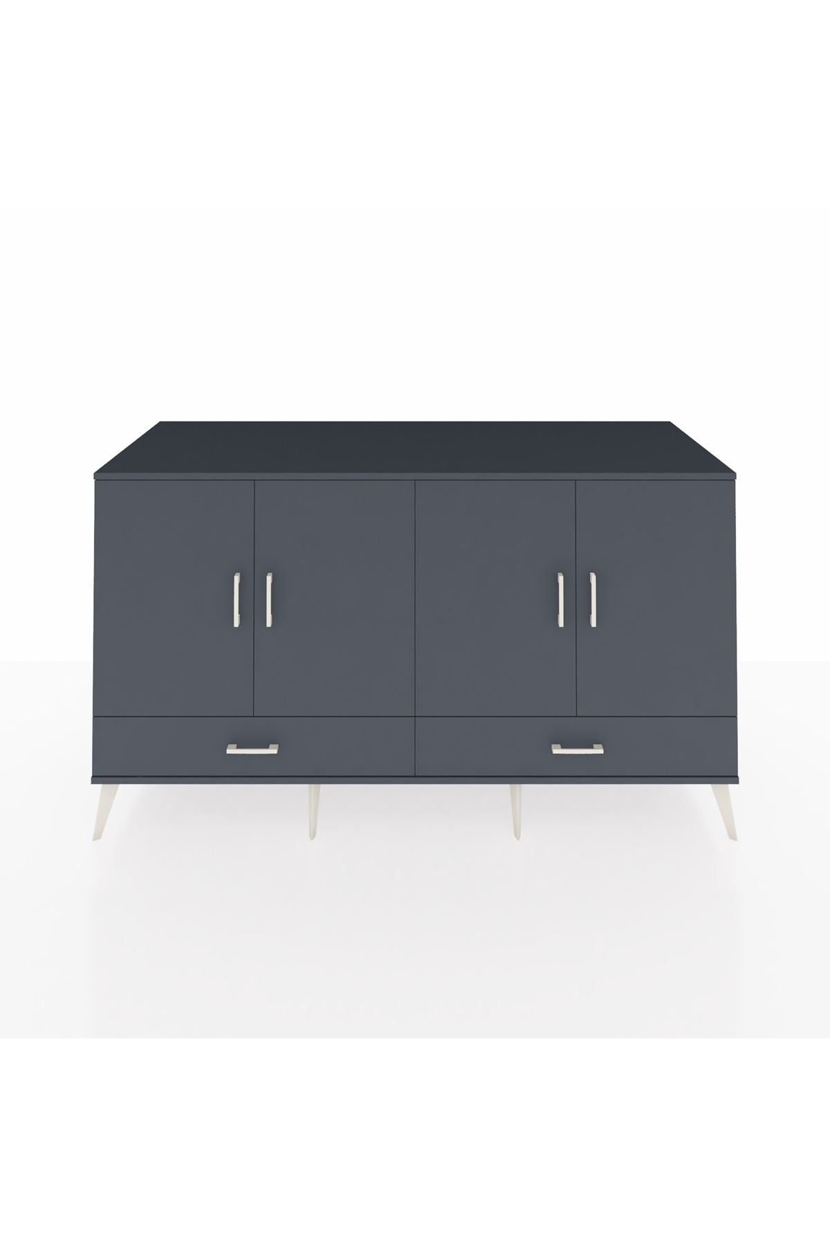 Kronos Konsol 6 Raflı 2 Çekmeceli 4 Kapaklı 176x59x99 Antrasit-Antrasit