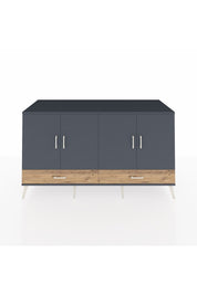 Kronos Konsol 6 Raflı 2 Çekmeceli 4 Kapaklı 176x59x99 Antrasit-Antrasit/Çam