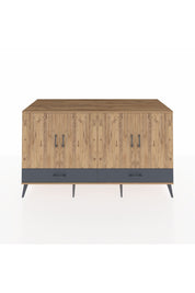 Kronos Konsol 6 Raflı 2 Çekmeceli 4 Kapaklı 176x59x99 Çam-Çam/Antrasit