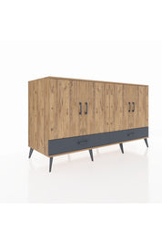 Kronos Konsol 6 Raflı 2 Çekmeceli 4 Kapaklı 176x59x99 Çam-Çam/Antrasit