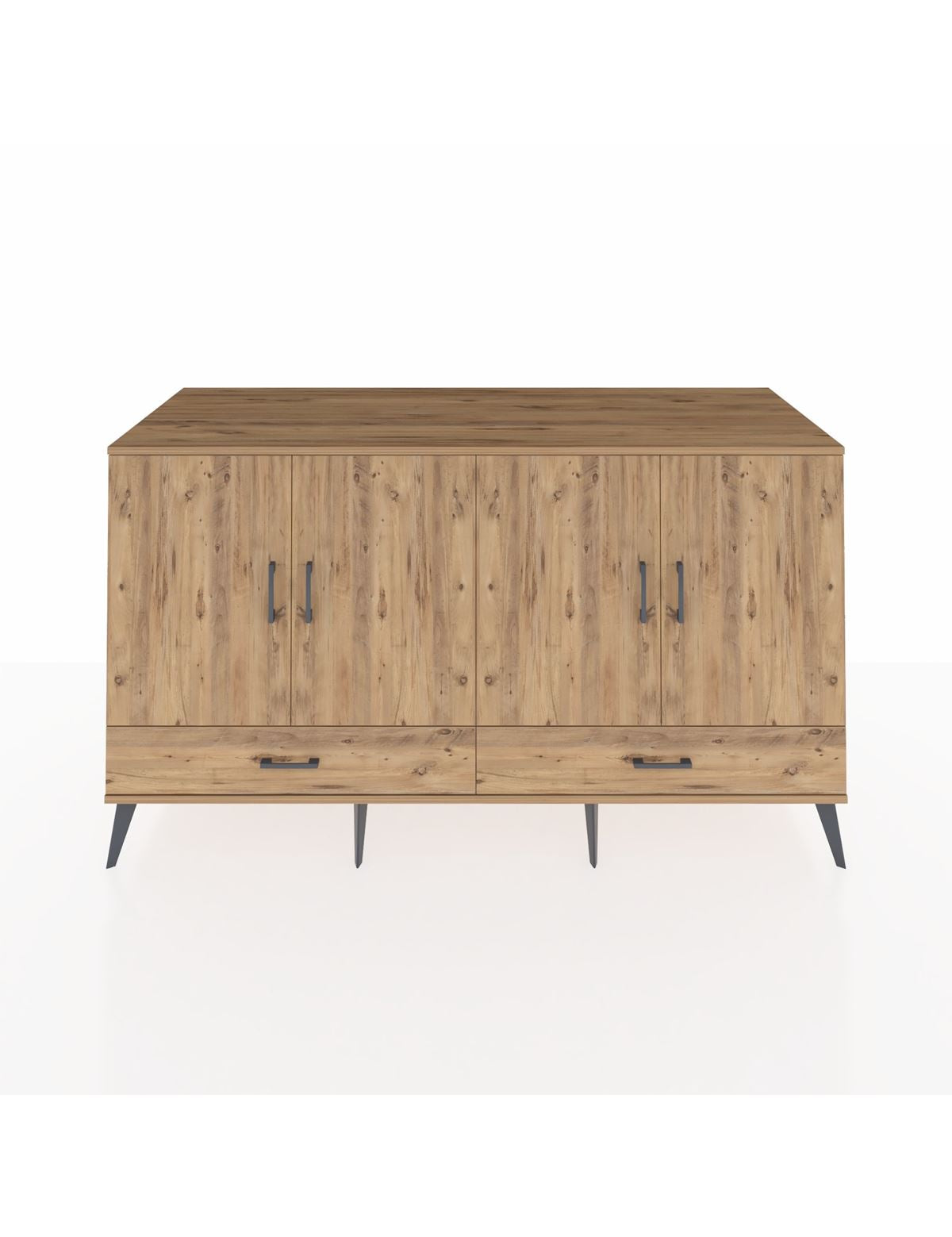 Kronos Konsol 6 Raflı 2 Çekmeceli 4 Kapaklı 176x59x99 Çam-Çam