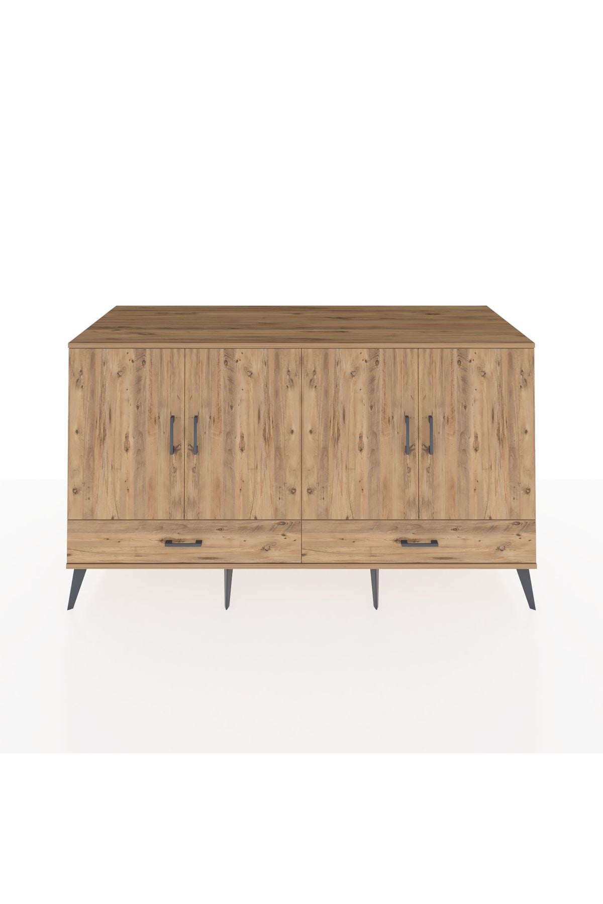 Kronos Konsol 6 Raflı 2 Çekmeceli 4 Kapaklı 176x59x99 Çam-Çam