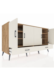 Kronos Konsol 6 Raflı 2 Çekmeceli 4 Kapaklı 176x59x99 Çam-Aytaşı