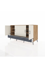 Kronos Konsol 6 Raflı 2 Çekmeceli 4 Kapaklı 176x59x99 Çam-Aytaşı/Antrasit