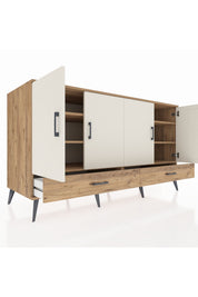 Kronos Konsol 6 Raflı 2 Çekmeceli 4 Kapaklı 176x59x99 Çam-Aytaşı/Çam