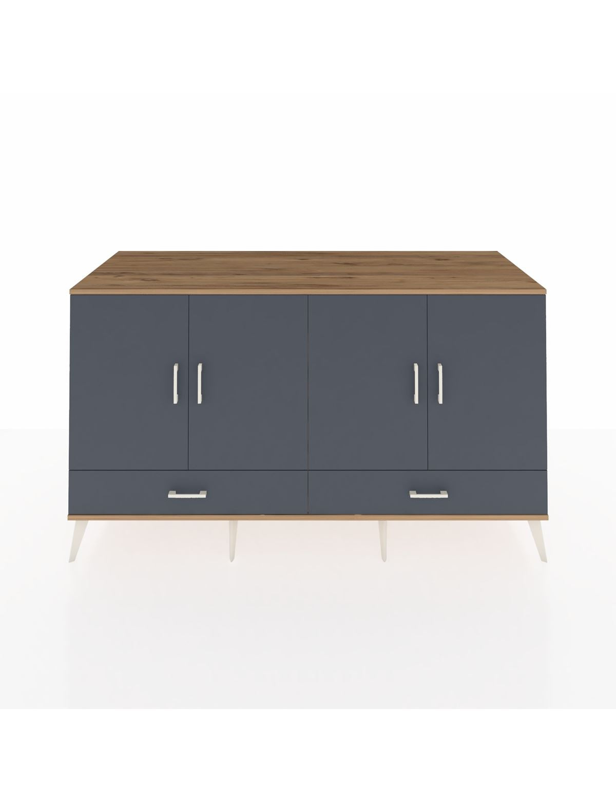 Kronos Konsol 6 Raflı 2 Çekmeceli 4 Kapaklı 176x59x99 Çam-Antrasit