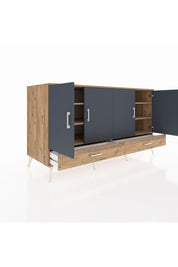 Kronos Konsol 6 Raflı 2 Çekmeceli 4 Kapaklı 176x59x99 Çam-Antrasit/Çam