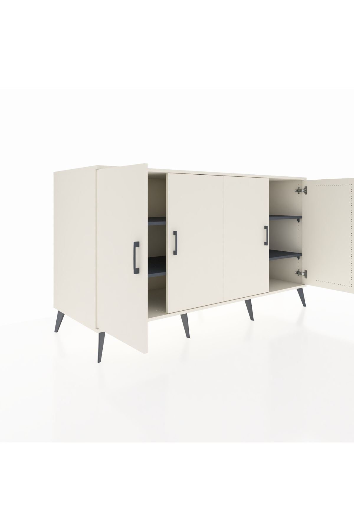 Kronos Konsol 4 Raflı 4 Kapaklı 176x59x99 Aytaşı-Aytaşı/Antrasit