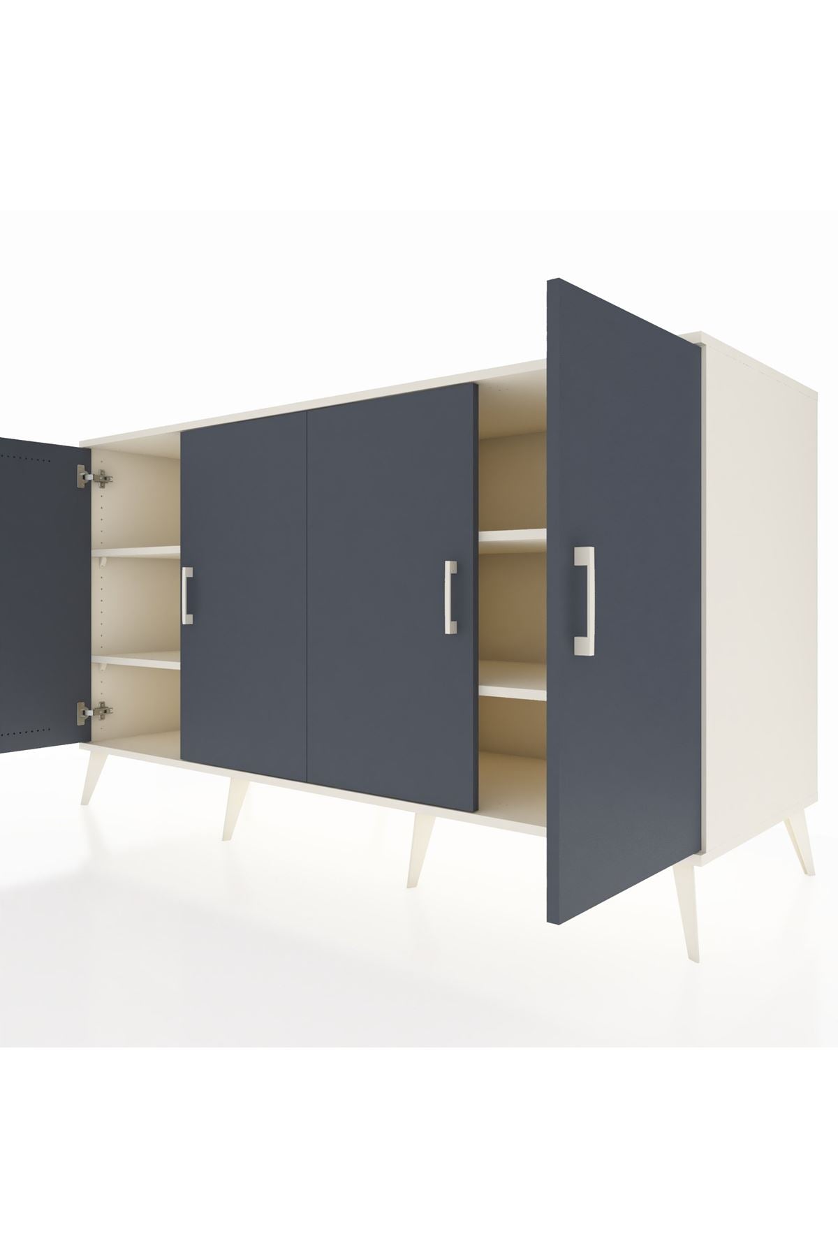 Kronos Konsol 4 Raflı 4 Kapaklı 176x59x99 Aytaşı-Antrasit/Aytaşı