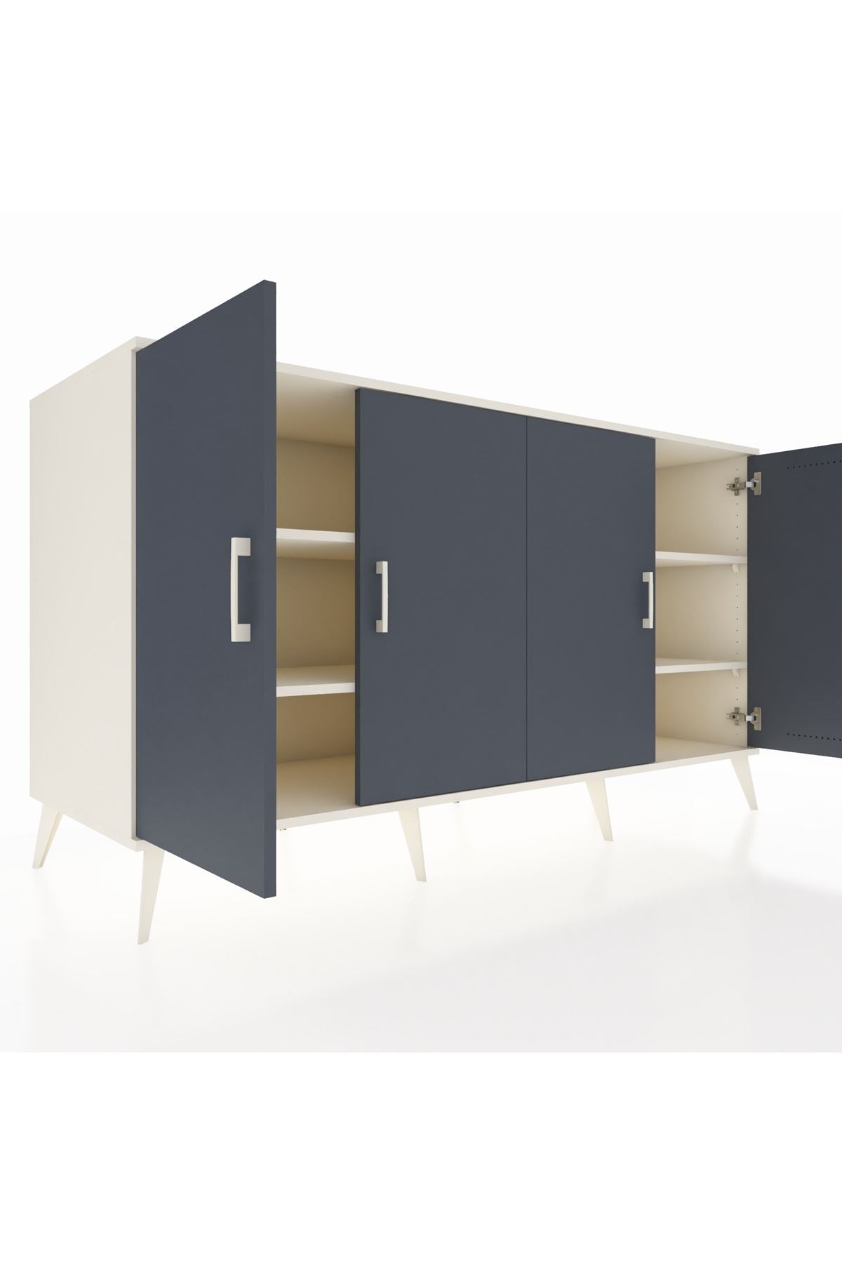 Kronos Konsol 4 Raflı 4 Kapaklı 176x59x99 Aytaşı-Antrasit/Aytaşı